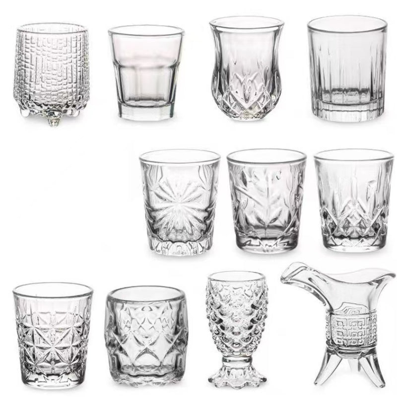 Lead Free Modern Shot Crystal Glassware Embossed Whisky Glass Cup for Home Bar