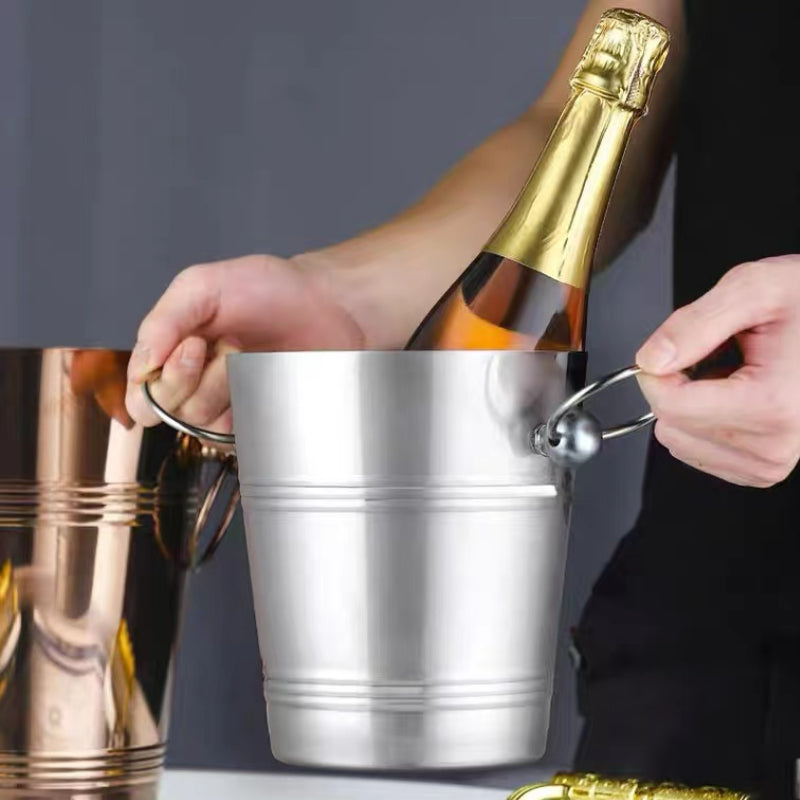 Wholesale Catering Cool Bar Ice Bucket Silver Plated Champagne Bucket Stainless Steel Wine Ice Bucket for Bar