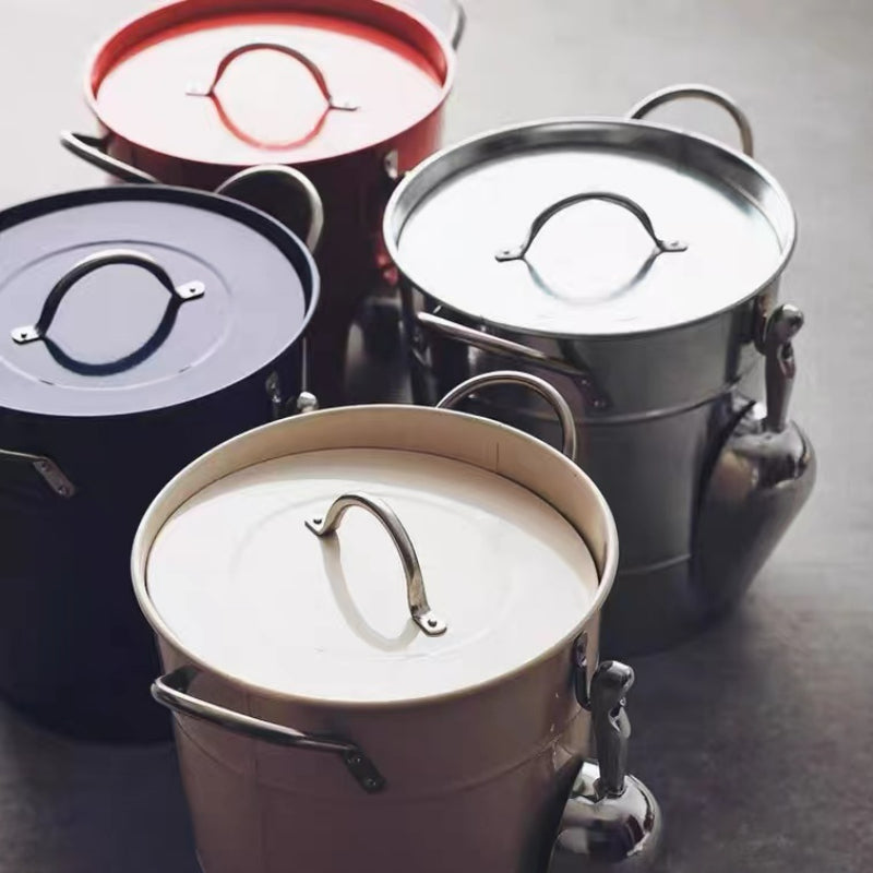 Metal Beer Ice Bucket Wine Bucket with Plastic Insert and Scoop for Party
