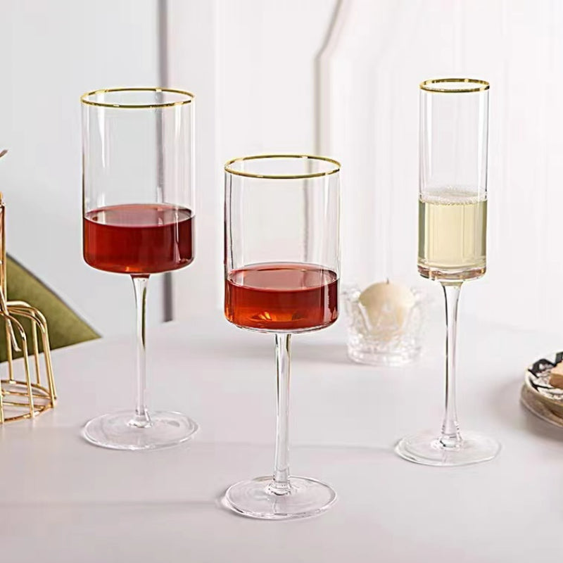 Vintage Elegant Gold Rim Red Wine Glass Champagne Glasses Decoration Wine Glasses for Wedding Party