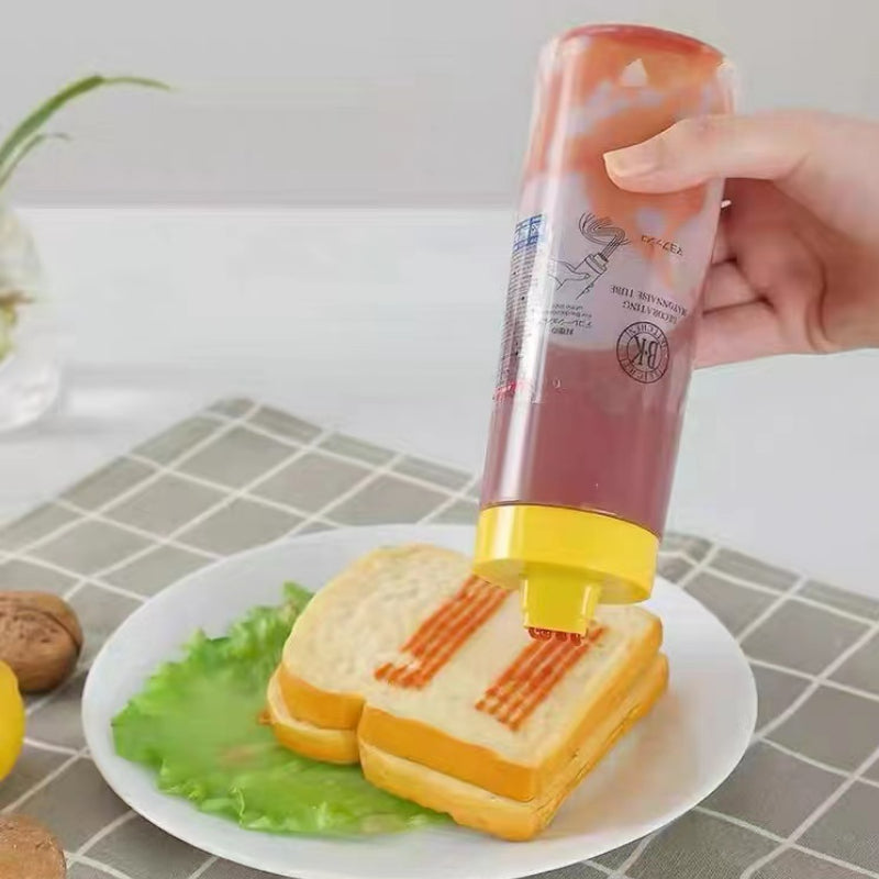 Four-hole Plastic Squeeze Bottle with Lid 300ml Tomato Sauce Salad Squeeze Bottle