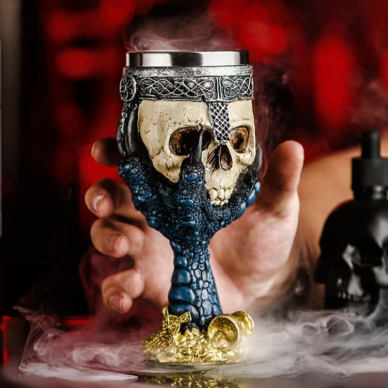 Resin Skull Glass Creative Cocktail Glass Stainless Steel Liner Water Glass Bar Wine Glass
