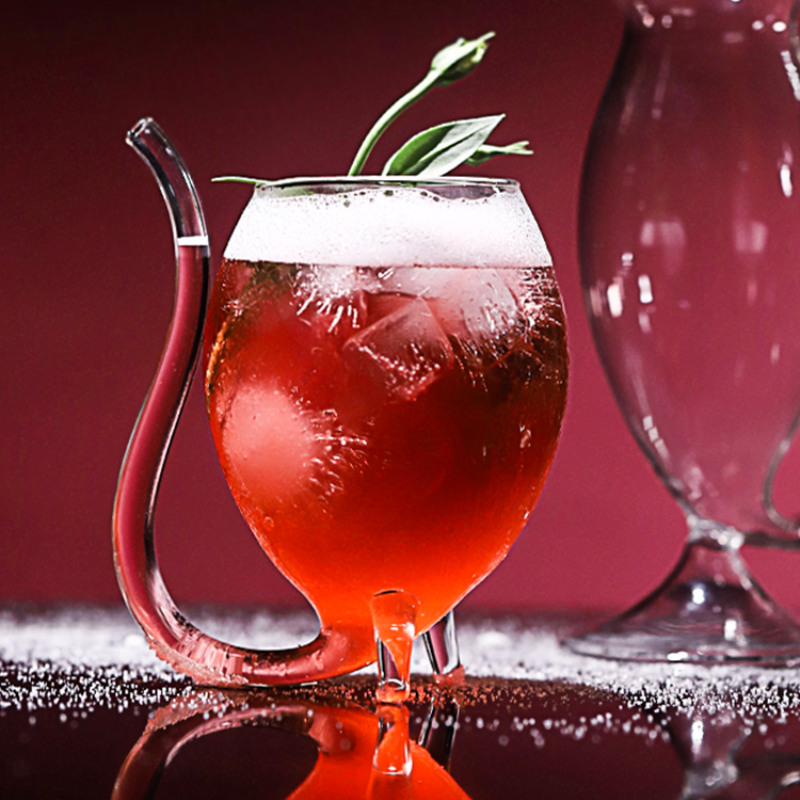 300ML Vampire Wine Glass with Straw Creative Cocktail Glass Transparent Juice Cups