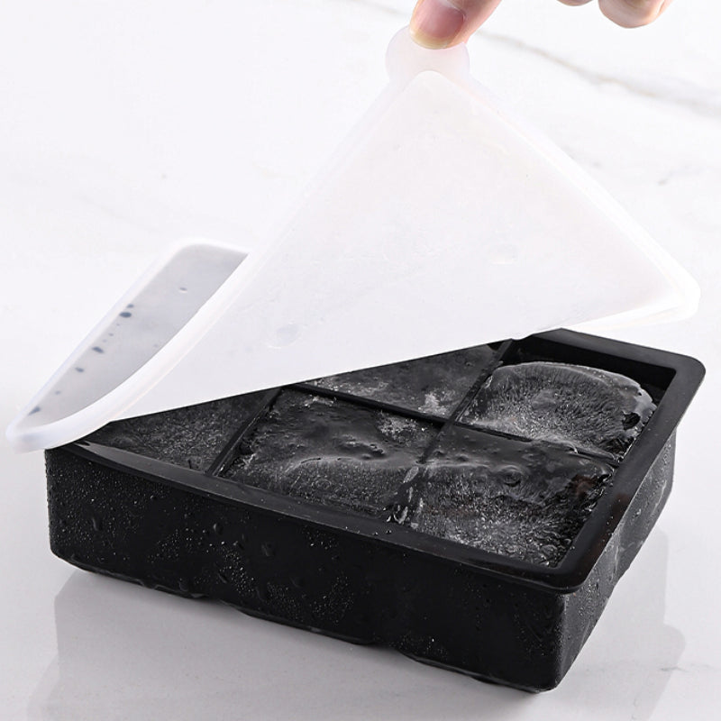 6 Grids Ice Mold with Lid,Bar Silicone Ice Cube Tray Square Ice Box