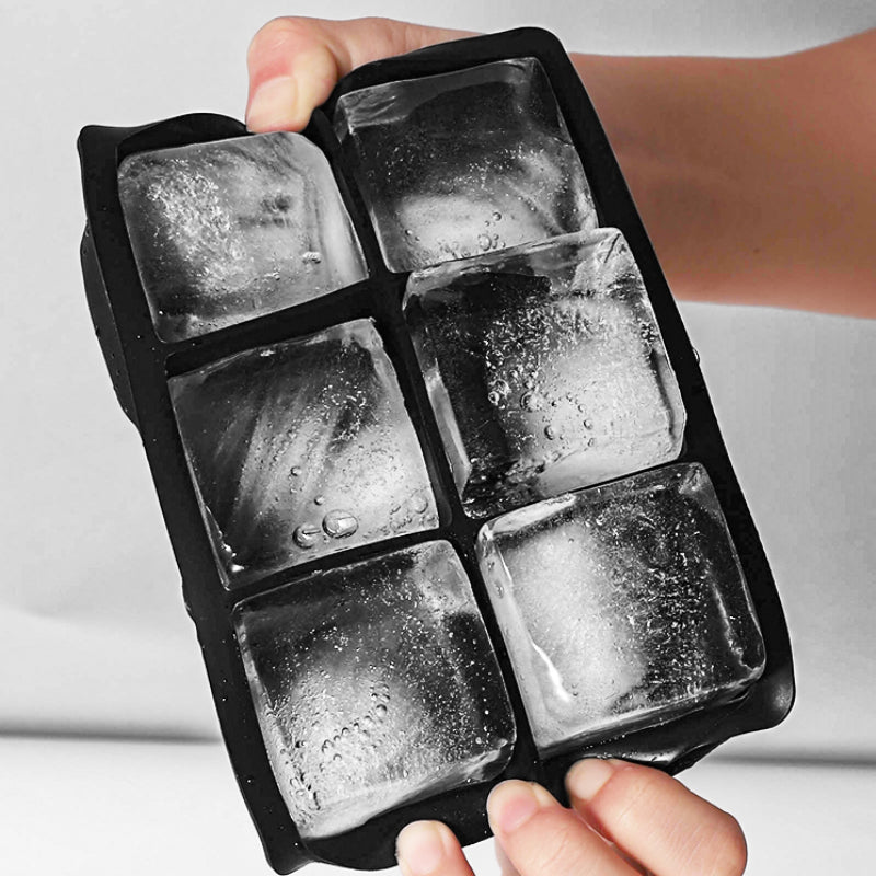 6 Grids Ice Mold with Lid,Bar Silicone Ice Cube Tray Square Ice Box