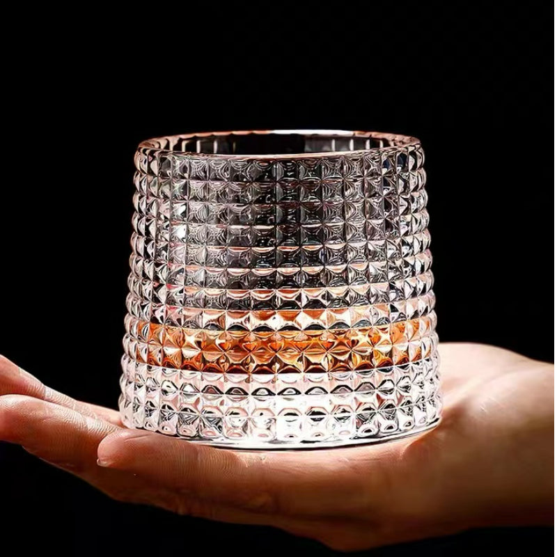 160ML-Thickened Rotating Crystal Glass Wine Glass Whisky Glass Creative Personality Wine Tumbler Cup