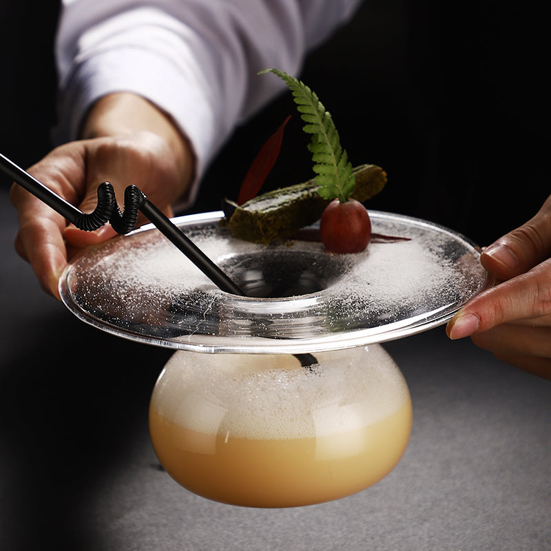 Flying Saucer Shape Creative Cocktail Glass,Crystal Clear Whiskey Glass