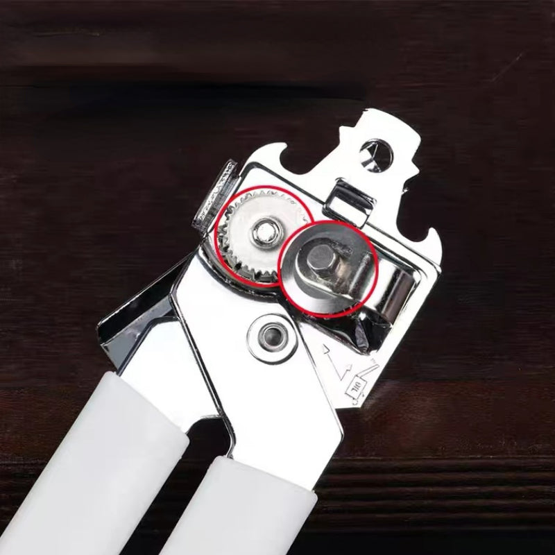 White Multifunction Bottle Opener Manual Can Tin Opener with Smooth Edge Stainless Steel Can Opener