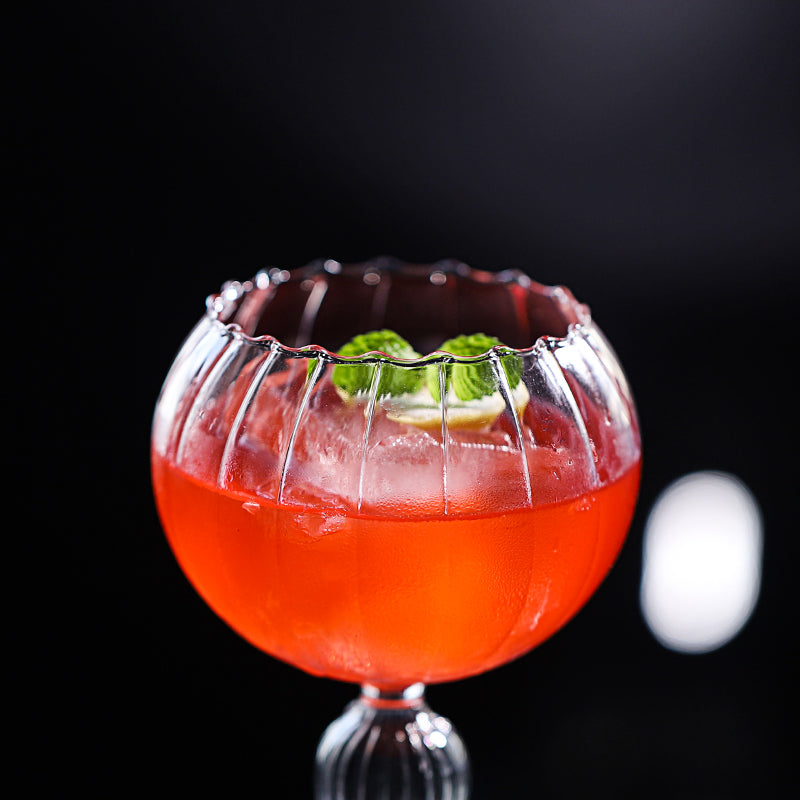 European-style Striped Flower Martini Glass Roman Column Cocktail Glass Creative Champagne Glass
