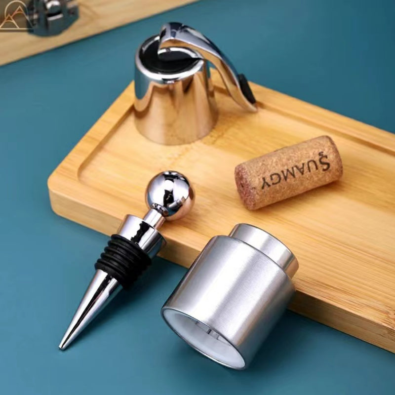 Reusable Vacuum Silicone Sealer Keep Wine Fresh Wine Bottle Plug Stainless Steel Wine Bottle Stopper
