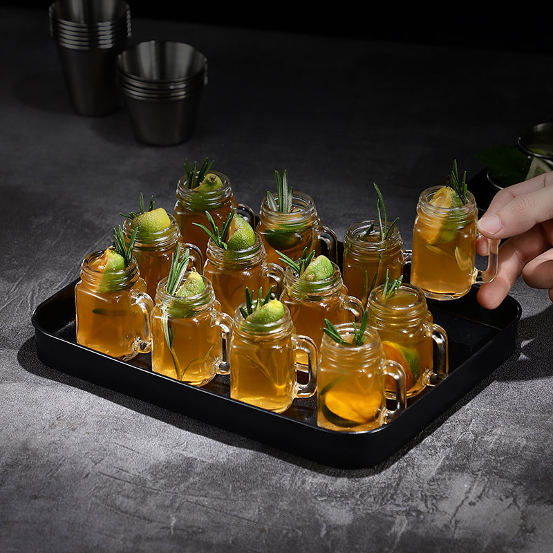 Creative Mason Cup Portable Handle Cocktail Cup Mini Cock Cup Bar Glass Bullet Cup Tray Set