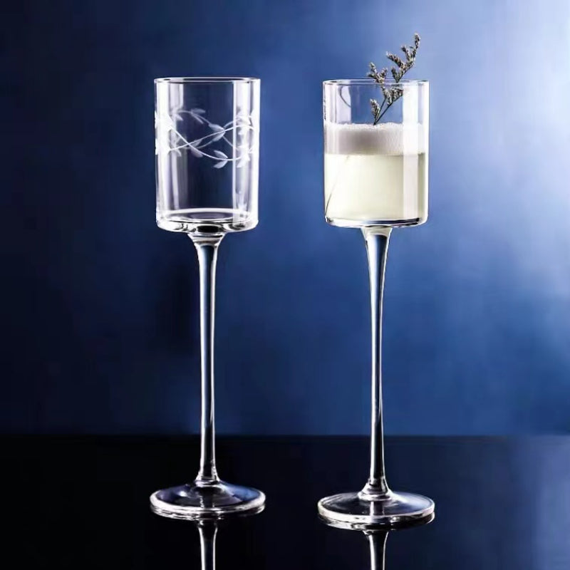Handmade Lead-free Cylinder Glass Goblets 130ml Crystal Red Wine Glasses