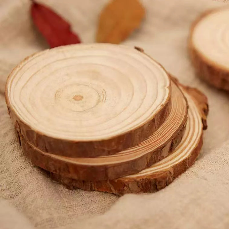 Straight Cut Trees Round Coasters Custom Logo Coasters Engraving Kitchen Handmade Coasters