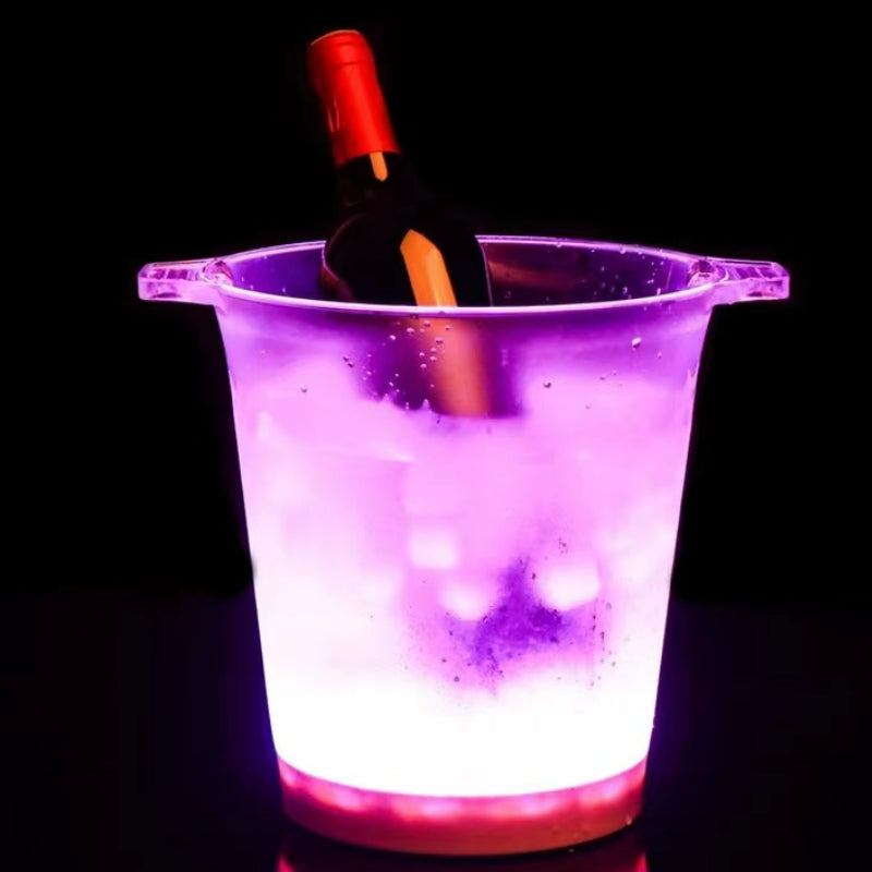 Special LED Glowing Ice Bucket Bar Wine Set Transparent Champagne Beer Bucket Cooler Holder Plastic LED Ice Bucket