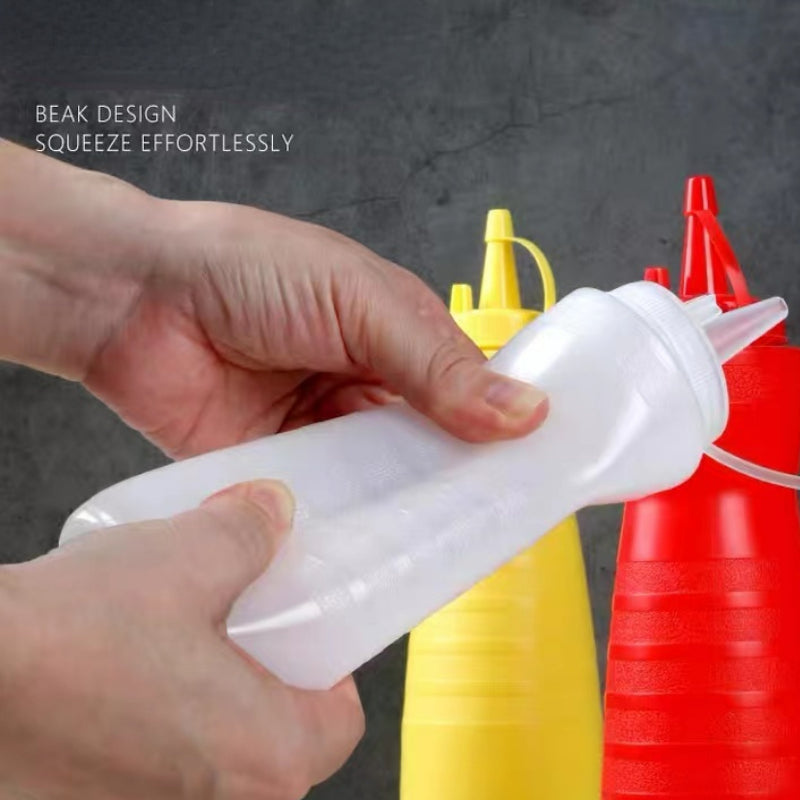 Food Grade Plastic Ketchup Honey Squeeze Packaging Bottles for Honey with Silicone Valve Cap