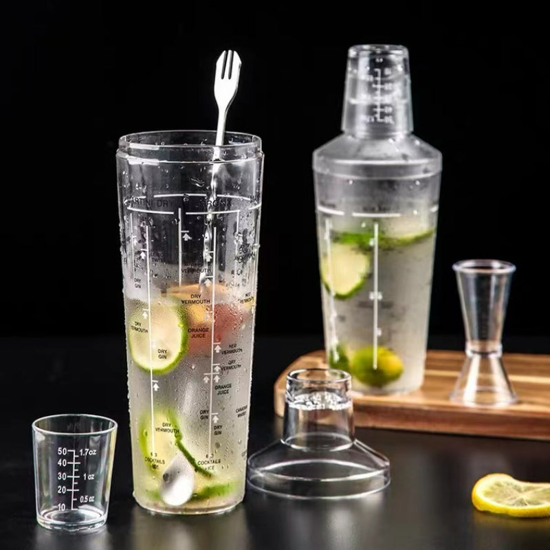 PC Clear Boston Shaker with Recipe Glass Shaker Cocktail Shaker