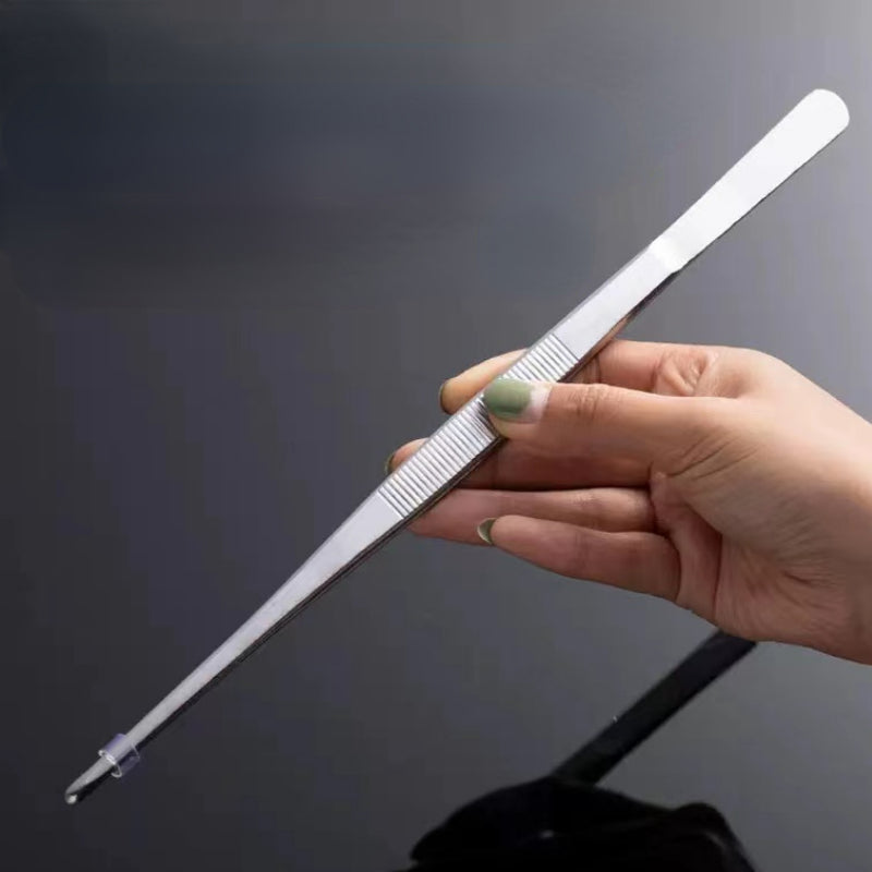 Stainless Steel Straight Garnish Tongs Round Tip Anti-slip Garnish Tongs Thickened and Stiffened Garnish Tongs