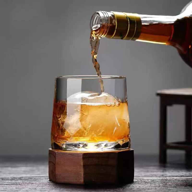 260ML-Creative Carving Thickened Rotating Crystal Glass Whiskey Glass Tumbler Glass