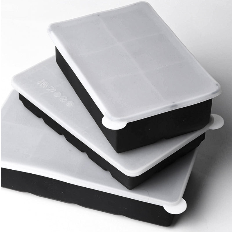 6 Grids Ice Mold with Lid,Bar Silicone Ice Cube Tray Square Ice Box