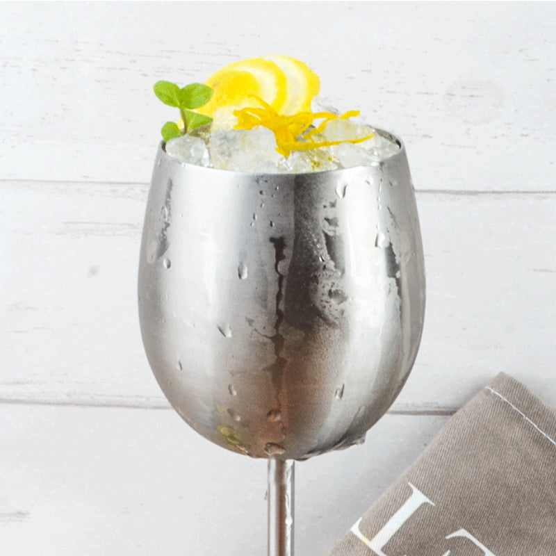 High Quality 250ML Silver Stainless Steel Wine Glass for Cocktail Martini Margarita