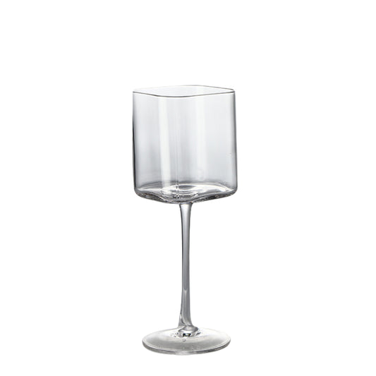 Square Wine Glasses Ideal for White and Red Wine,Modern Edge Crystal Stemware