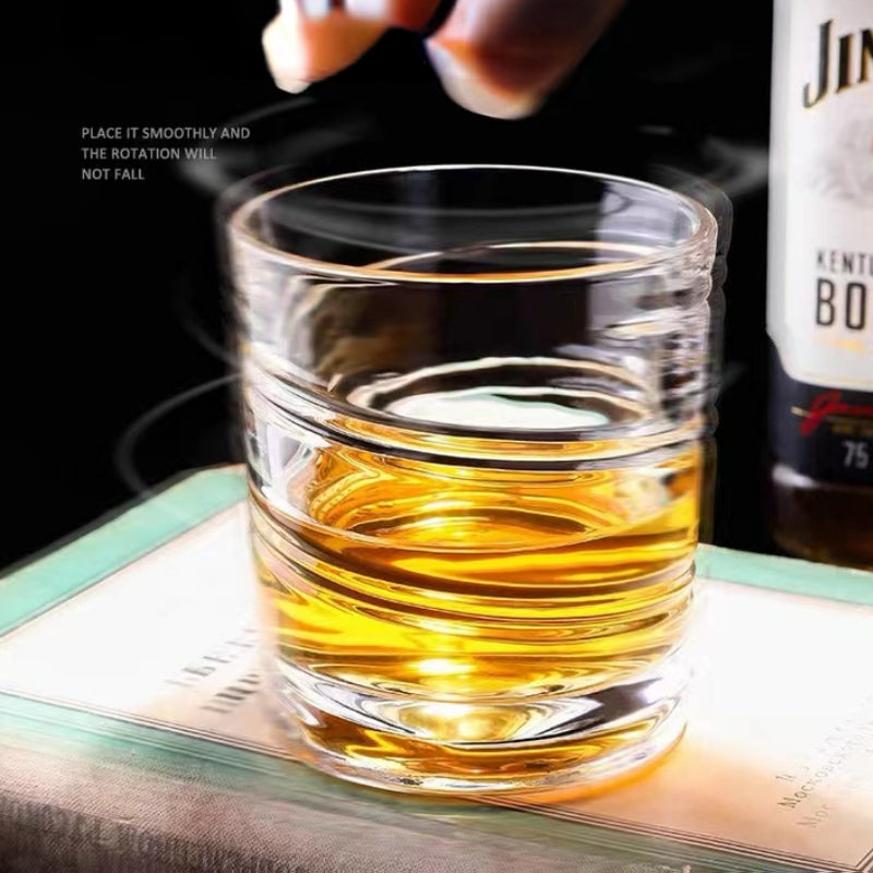 Stable Revolve Release Pressure Whisky Tumbler Crystal Wine Cup Rotating Glass Whiskey Old Fashioned Glass