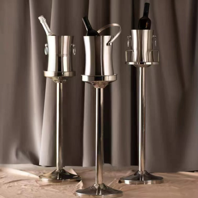 Custom Large Insulated Ice Bucket Stainless Steel Champagne Wine Beer Ice Bucket with Lid Tongs