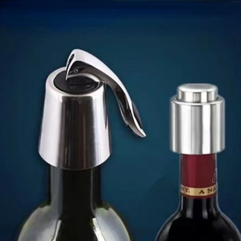 Reusable Vacuum Silicone Sealer Keep Wine Fresh Wine Bottle Plug Stainless Steel Wine Bottle Stopper