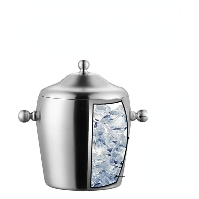 Great for Party 1L Silver Mini Insulated Ice Bucket Double Wall Stainless Steel Ice Bucket with Lid