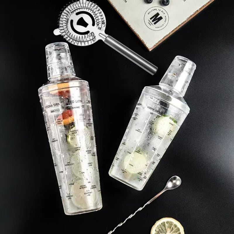 PC Clear Boston Shaker with Recipe Glass Shaker Cocktail Shaker