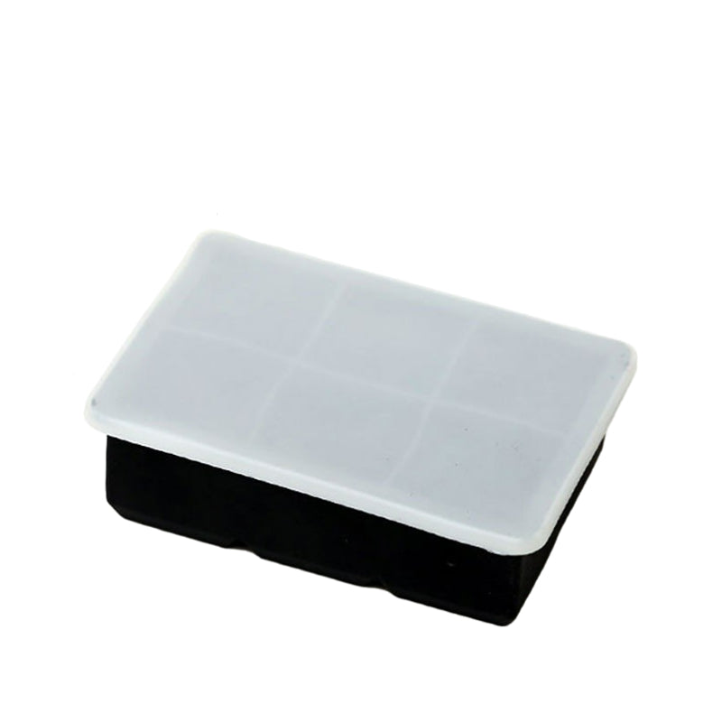 6 Grids Ice Mold with Lid,Bar Silicone Ice Cube Tray Square Ice Box