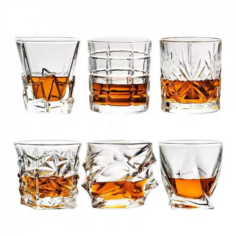 Square Embossed Around Drinking Wine Whisky Glass