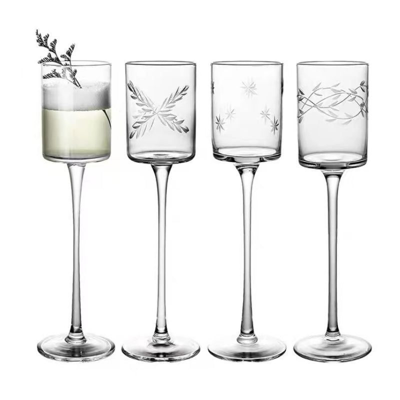 Handmade Lead-free Cylinder Glass Goblets 130ml Crystal Red Wine Glasses