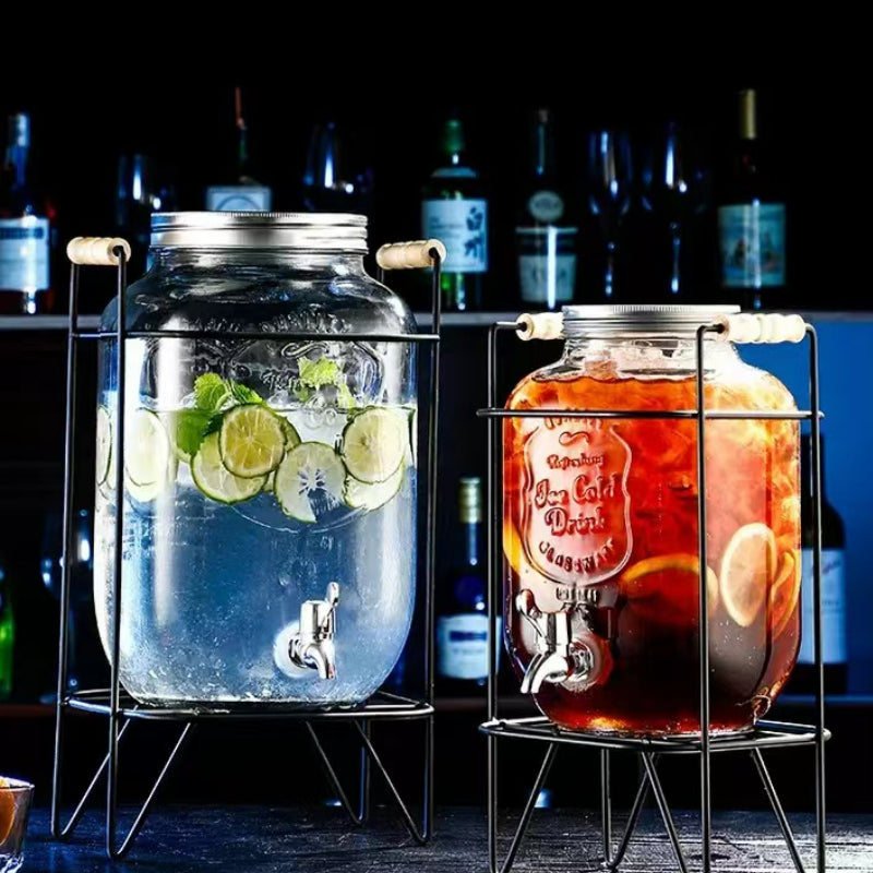Ultra-Large Capacity Cold Water Drinks Dispensers Glass Cans Self-service Beverage Cans with Faucet Home Container