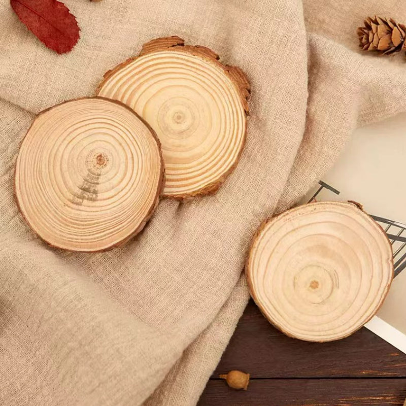 Straight Cut Trees Round Coasters Custom Logo Coasters Engraving Kitchen Handmade Coasters