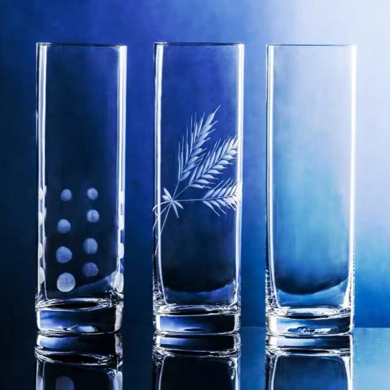Round Carving Design Transparent Highball Glass