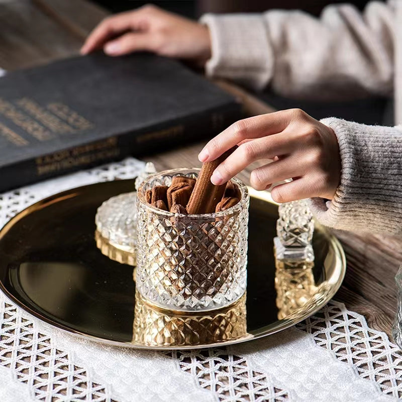 Pineapple Grain-European-Style Royal Engraved Spice Box Candy Jar Dried Fruit Dish Decoration Box Spice Box Bar Utensils
