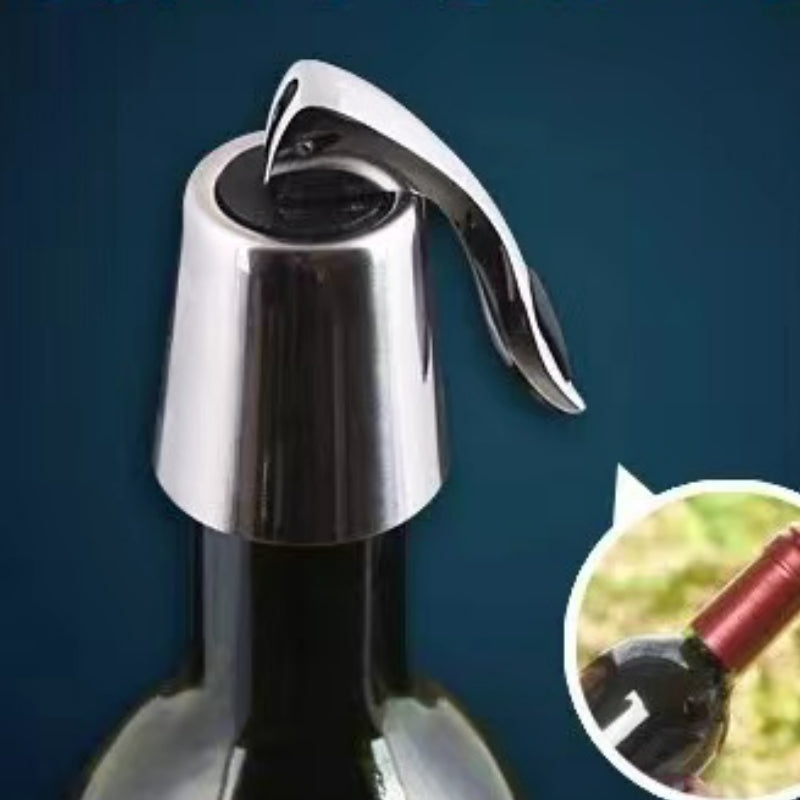 Reusable Vacuum Silicone Sealer Keep Wine Fresh Wine Bottle Plug Stainless Steel Wine Bottle Stopper