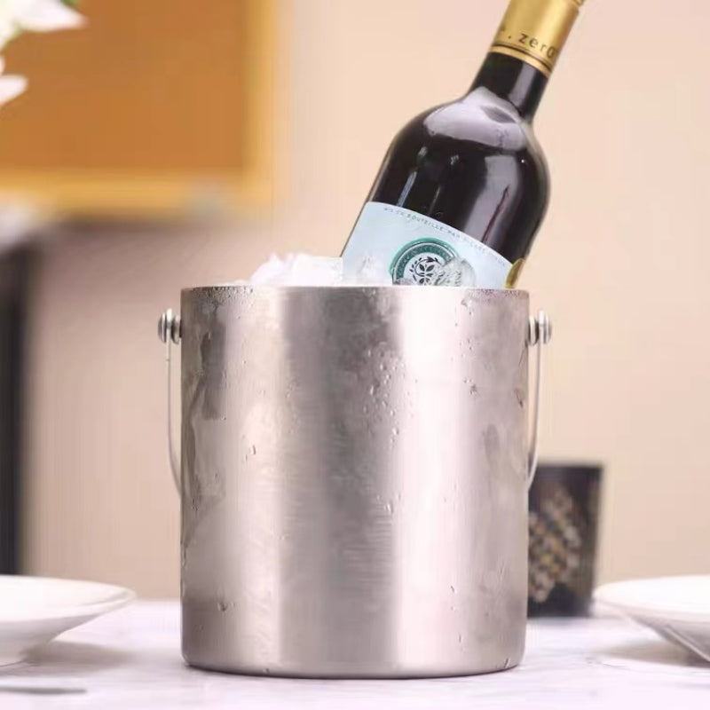 Chilling Beer Ice Bucket Champagne Wine Double-Wall Bucket Stainless Steel Insulated Ice Bucket for Home Bar