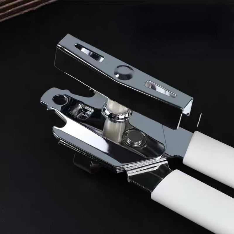 White Multifunction Bottle Opener Manual Can Tin Opener with Smooth Edge Stainless Steel Can Opener