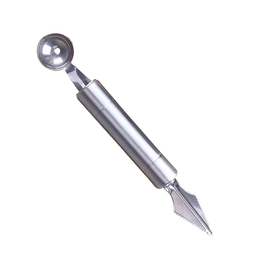 Double-Headed Stainless Steel Ball Digger Pattern Segmentation Carving Knife Watermelon Spoon Cutting Fruit Carving Artifact Digging Fruit Round Spoon