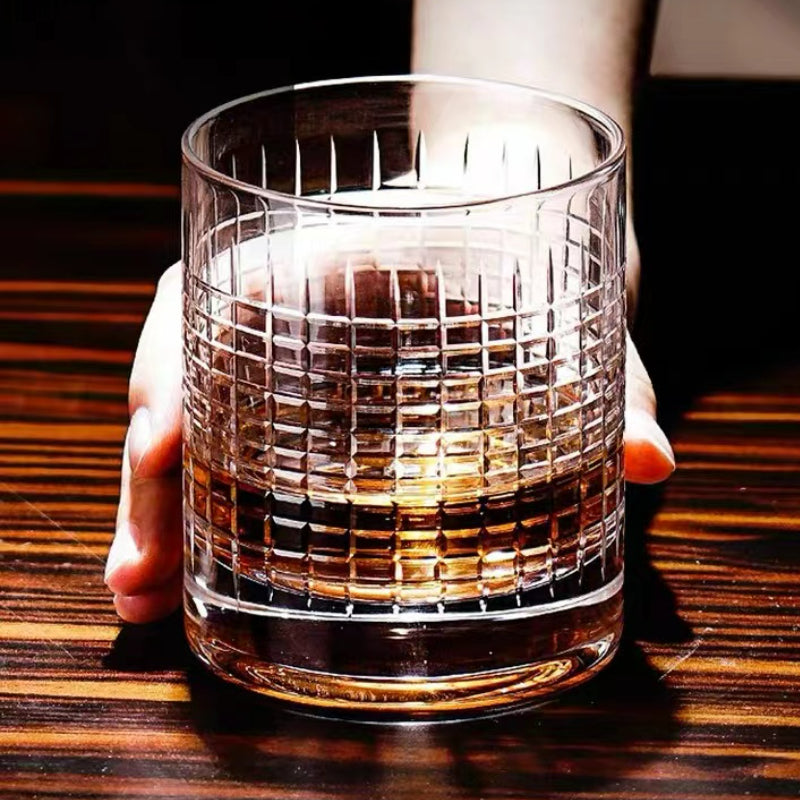 Old Fashioned Unique Rock Glass Whiskey Tasting Glass Cup Liquid 330ml Thick Bottom Crystal Whisky Glass