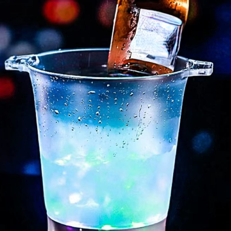Special LED Glowing Ice Bucket Bar Wine Set Transparent Champagne Beer Bucket Cooler Holder Plastic LED Ice Bucket