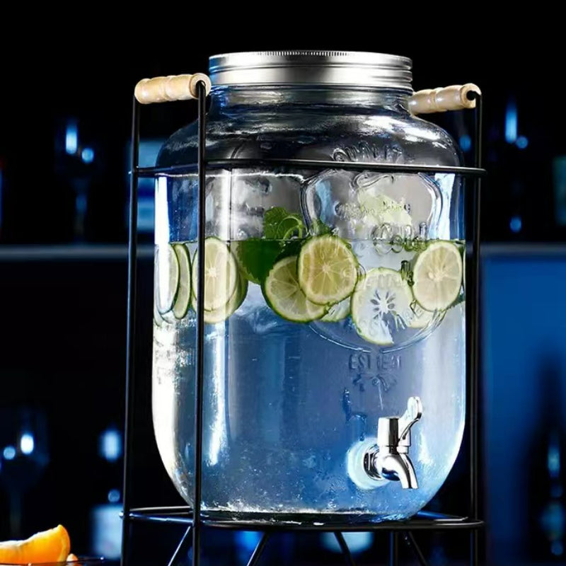 Ultra-Large Capacity Cold Water Drinks Dispensers Glass Cans Self-service Beverage Cans with Faucet Home Container