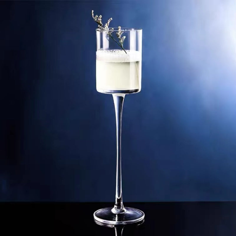 Handmade Lead-free Cylinder Glass Goblets 130ml Crystal Red Wine Glasses