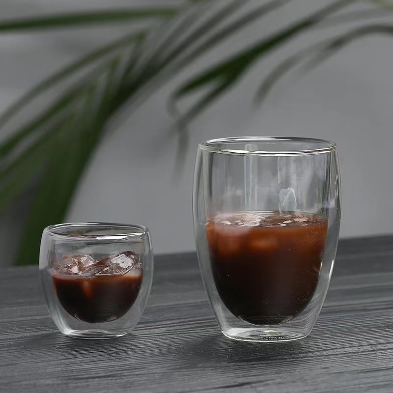 80ML Double Walled Glass Coffee Mugs,Insulated Glass for Latte Cappuccino Americano Tea milk Beverage