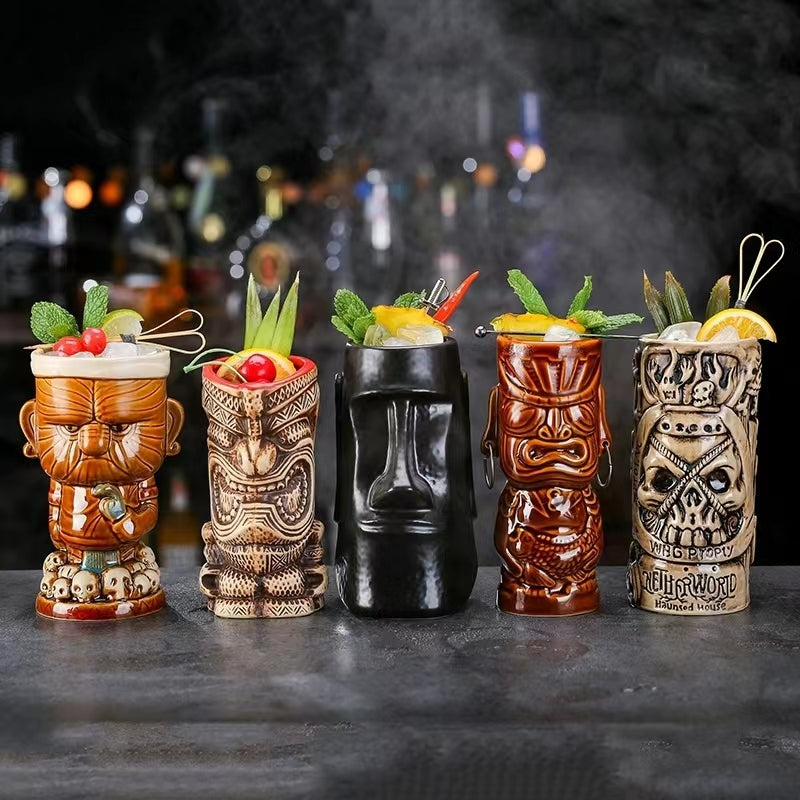 Bar Tiki Cup Personality Hawaiian Cocktail Cup Creative Cup Ceramic Cup Tiki Zombie Skull Cup
