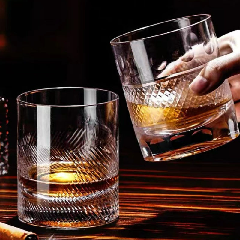 Old Fashioned Unique Rock Glass Whiskey Tasting Glass Cup Liquid 330ml Thick Bottom Crystal Whisky Glass