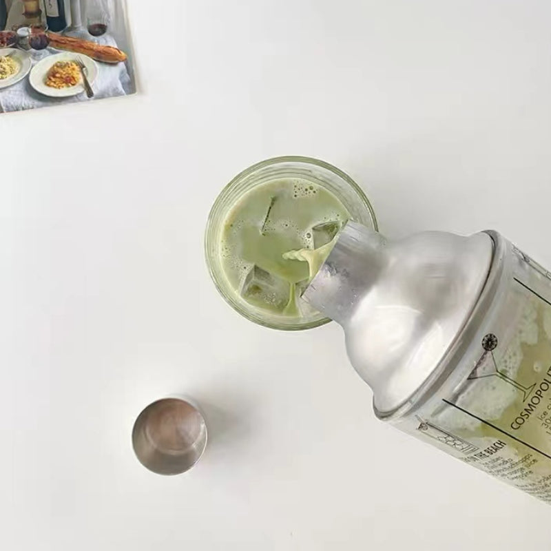 Bar Cocktail Mixing Tools with Scale Glass Mixing Shaker