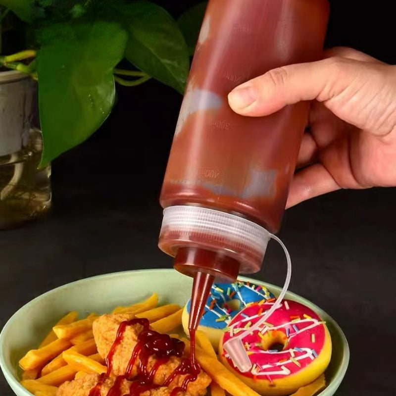 Food Grade Plastic Ketchup Honey Squeeze Packaging Bottles for Honey with Silicone Valve Cap